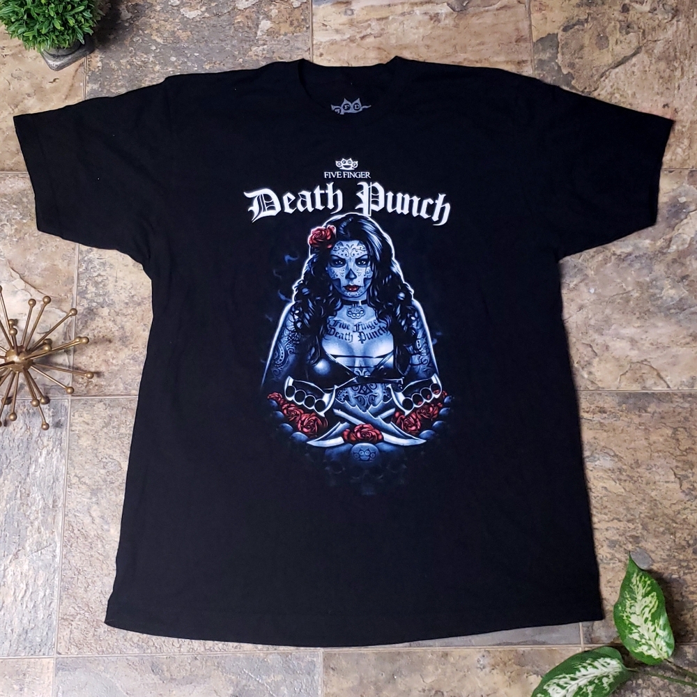 Five Finger Death Punch Dama de los Muertos Mens Black T Shirt Size XL
